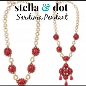 Stella & Dot coral stone gold chain necklace